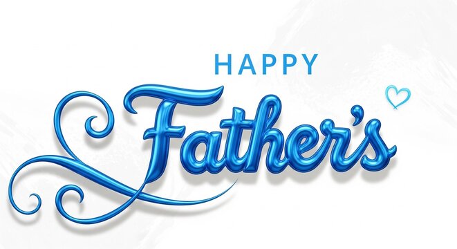 Happy Father's Day blue 3d typography greeting card with heart icon