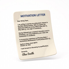 Fototapeta premium Lettre de Motivation Isolée sur Fond Blanc