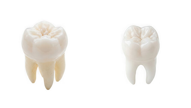 Human molar and premolar teeth isolated on transparent background