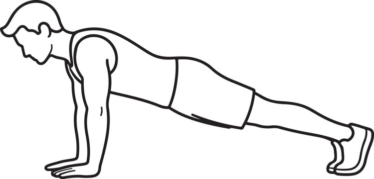 Man doing a push up exercise in a plank position