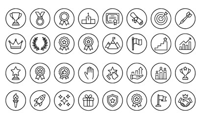 Fototapeta premium Achievement and Success Thin Line Icons Collection Editable Stroke Vector