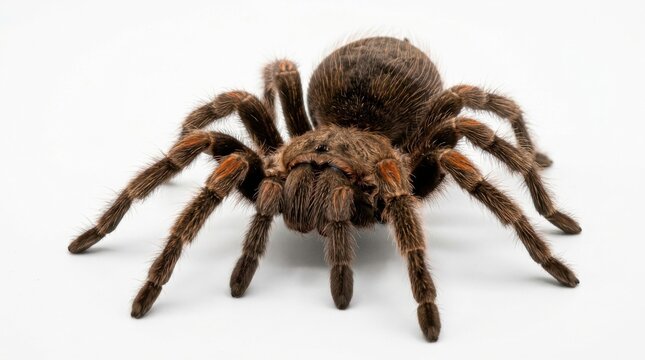 Large hairy tarantula spider isolated on white background