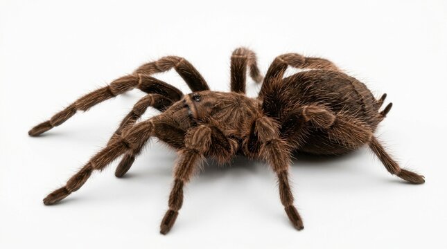 Hairy large tarantula spider isolated on white background