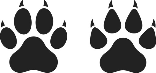 Fototapeta premium Black bear paw print silhouette for wildlife and conservation designs