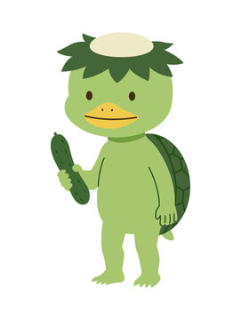 河童（かっぱ）｜日本妖怪のかわいいフラットベクターイラスト 和風キャラクター素材