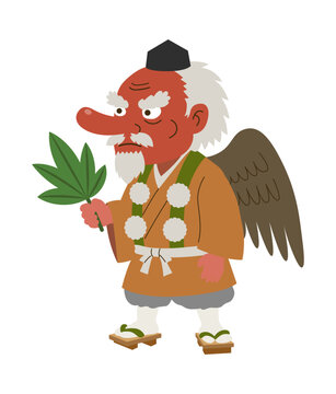 天狗（てんぐ）｜日本妖怪のフラットベクターイラスト 和風伝説キャラクター素材