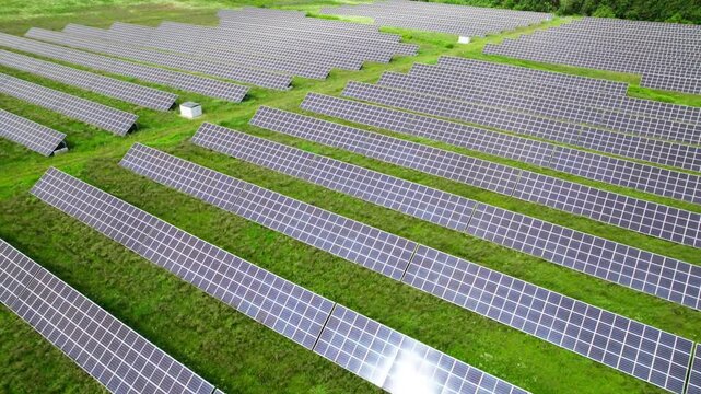 Inverted Drone Flyover Over Solar Panels &ndash; Cinematic Aerial Shot