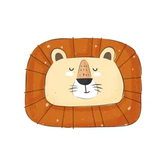 cartoon lion. Colorful illustration, flat style. design for cards, print, posters, logo, cover © Ann1988