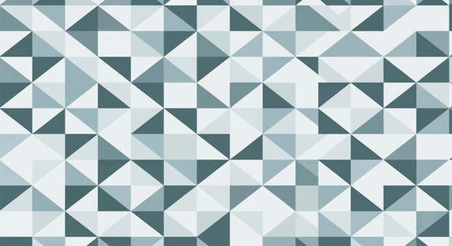Seamless abstract geometric pattern featuring an isometric grid of right triangles in shades of teal, slate gray, and white. Minimalist architectural texture for background design.