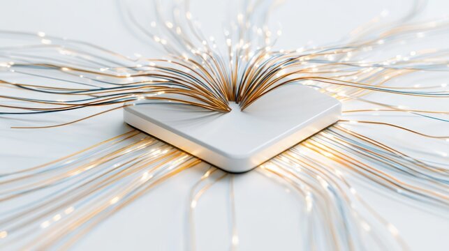 Abstract technology concept modern chip with glowing wires
