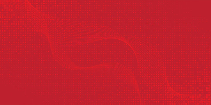 Abstract red background featuring a subtle halftone dot pattern and dynamic flowing wave lines. Modern vector illustration for business banners.