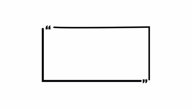 Rectangle Quote Frame with Quotation Marks quote speech Animation on Transparent Background, quotes animation with Alpha Channel.