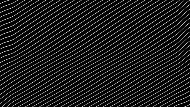 White Grey abstract curved wavy lines twist motion on black background.Visual white wavy line on black motion background.Minimal abstract thin white color wavy line moving background.