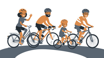 Naklejka premium Family Cycling Adventure Illustrative Vector Graphic.