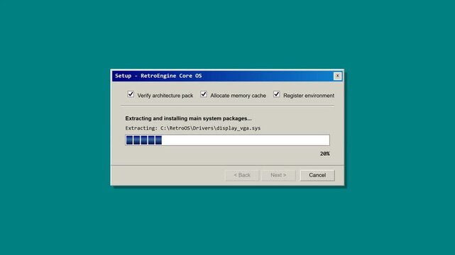 Retro Style Operating System Installation Progress Bar Vintage Computer Software Setup