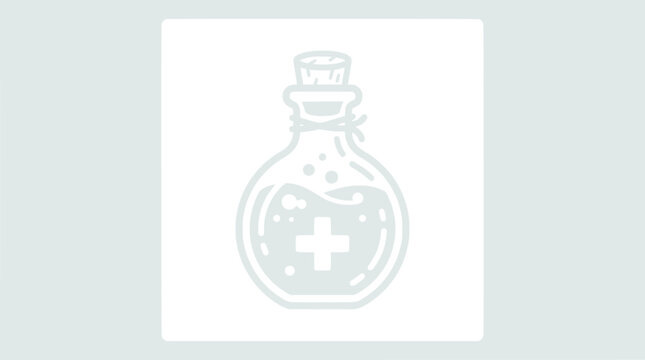 Medical Potion Bottle with Cross Symbol - Health and Science Concept