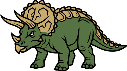 Colorful triceratops dinosaur walking cartoon illustration. © ombg