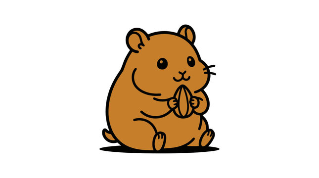 Cute brown hamster sitting with a sunflower seed.