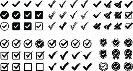 Check Mark Icons And Empty Squares On White Background © neuraxi