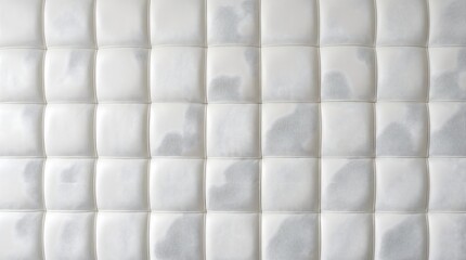Fototapeta premium White tufted leather wall paneling with soft shadows and square texture