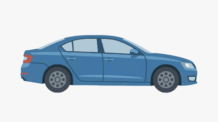 Fototapeta premium Modern Blue Sedan Car Side View.
