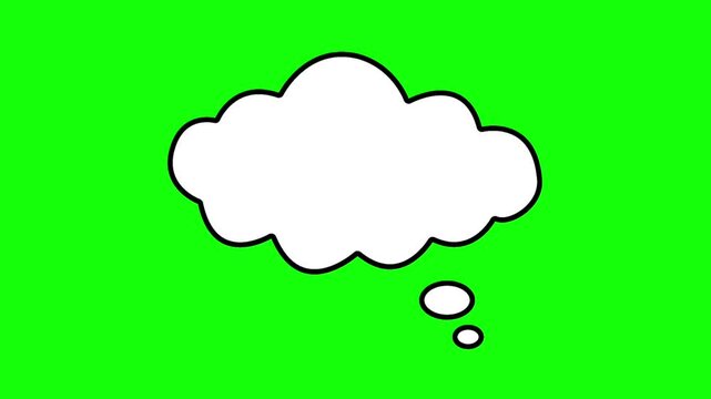 Comic thought bubble icon isolated on green screen background.