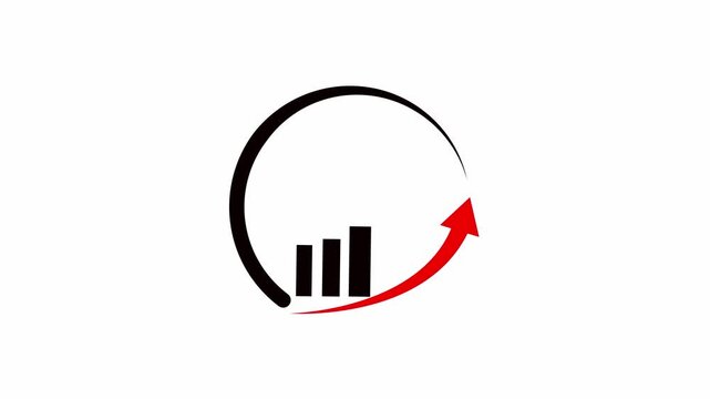 Animated Business Growth Chart With Upward Arrow Rising Bar Financial Performance Analytics Motion Graphic.