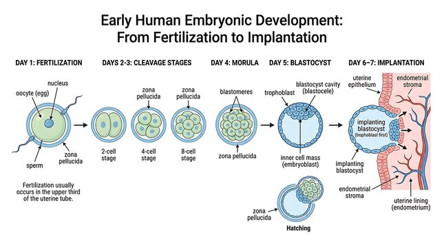 Early human embryonic development from fertilization to implantation