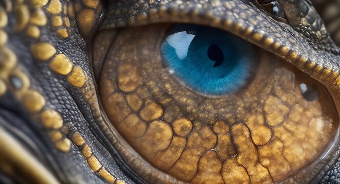 Extreme close up macro shot of a blue lizard eye texture.