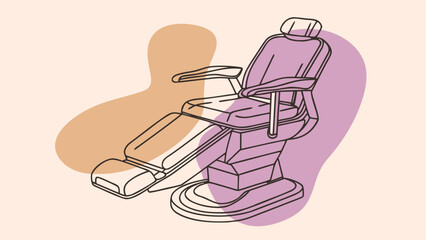 Dentist chair stands in a clean clinical environment to provide ergonomic support for medical procedures. © Sami