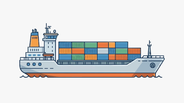 Modern Cargo Ship with Colorful Containers.