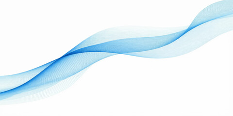 Fototapeta premium Abstract Blue Smoke Wave with Flowing Curves and Elegant Light Lines Isolated on White Background for Modern Vector Design Wallpaper and Artistic Business Concept