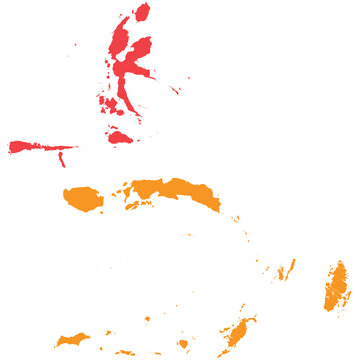 Colorful flat vector map of Maluku (Moluccas) administrative provinces archipelago.