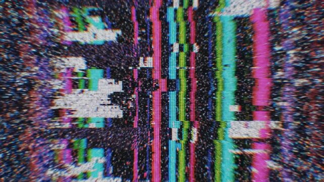 Colorful Digital Glitch Effect | Abstract Static Distortion and Pixelated Patterns
