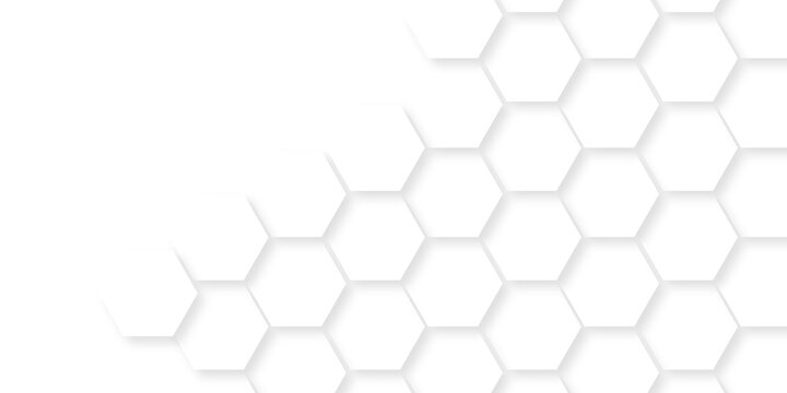 Hexagonal paper Background. Luxury White Pattern. Futuristic abstract honeycomb mosaic white background. geometric mesh cell texture. modern futuristic wallpaper.