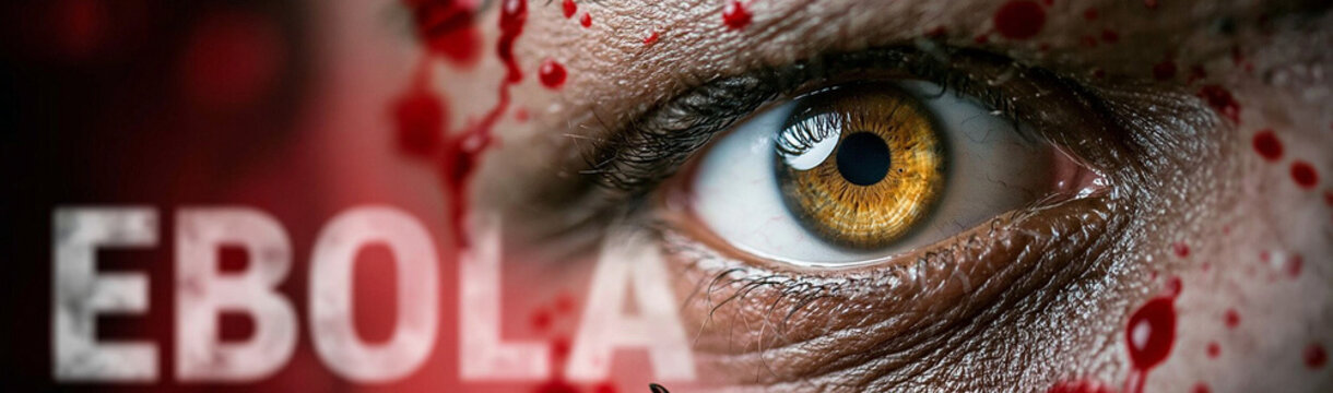 Ebola Virus Close-Up: A chilling close-up of a human eye with a blood-red hue, conveying the terrifying threat and widespread impact of the Ebola virus.