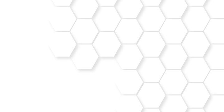 Hexagonal paper Background. Luxury White Pattern. Futuristic abstract honeycomb mosaic white background. geometric mesh cell texture. modern futuristic wallpaper.