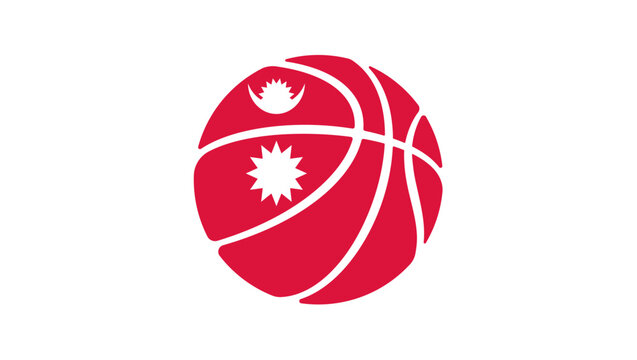 Nepal basketball flag, color vector illustration