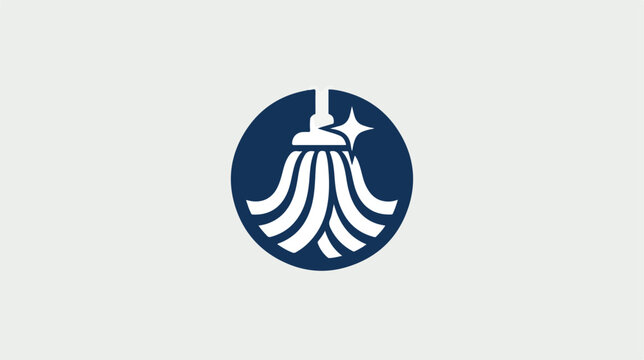 Minimalist Mop Cleaning Service Logo Design Icon.