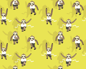 Naklejka premium Sloth Sport Marathon Runner Seamless Pattern Background