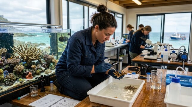 Marine Biologist Studying Sea Creatures.