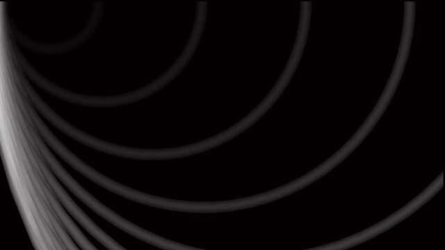 Abstract white circles radiate outward against a solid black background creating a hypnotic geometric pattern that serves as a modern digital design element for various professional creative projects.