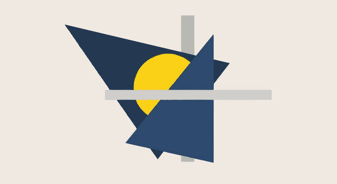 Minimalist flat graphic illustration of an abstract geometric composit