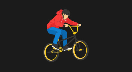 Obraz premium BMX Rider Flat Vector Illustration