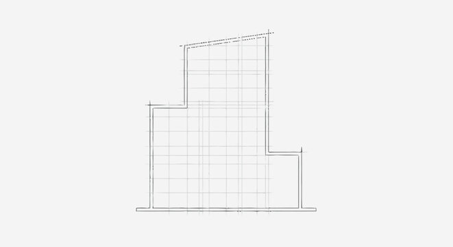 Sketchy hand-drawn graphic illustration of a cropped architectural fou