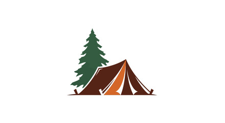 Camping tent and pine tree illustration © Wa