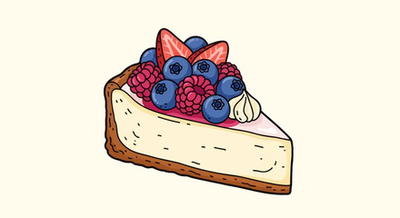 Cheesecake Slice with Berries Vector Illustration © Wa