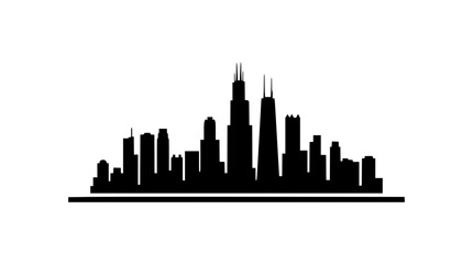 Obraz premium Black silhouette of a city skyline with tall buildings