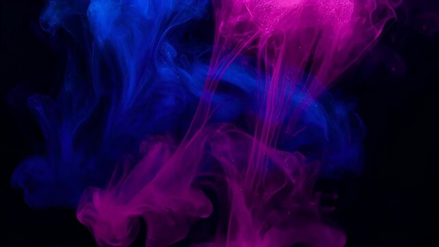 Abstract smoke colours blue pink swirl dark background, abstract smoke colours pink blue plume black background soft flow vivid contrast, abstract smoke colours dark blue magenta cloud black