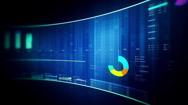 Global financial data visualization, stock market analytics, world map with rising growth chart, big data technology, digital economy, fintech trading interface, futuristic business background